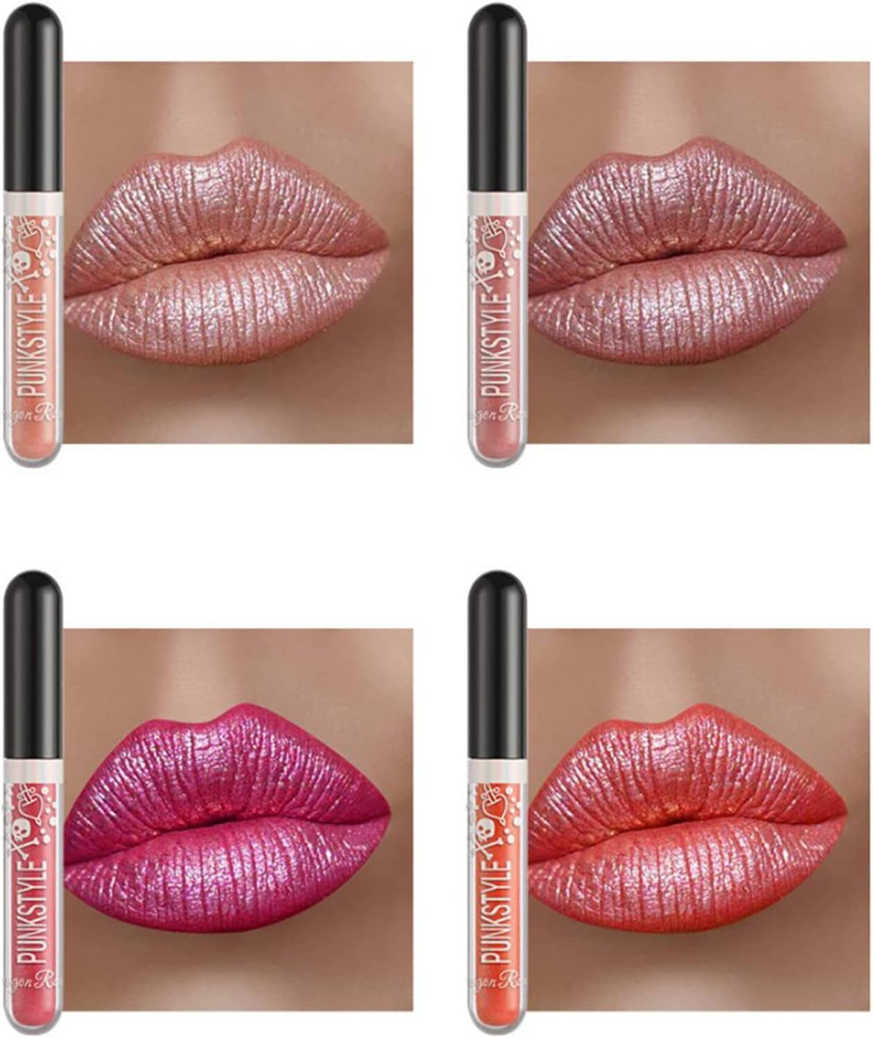 Lápiz Labial De Larga Duración Con Brillo De Diamante De 12 Colores, Lápiz Labial Líquido Metálico,Duradero E Impermeable, Antiadherente