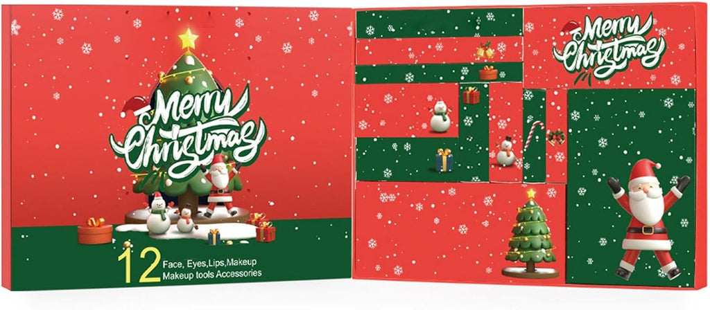 Calendario De Adviento De Maquillaje  - Calendario De Cuenta Regresiva De Navidad, Conjunto De Maquillaje Del Calendario De Adviento | Kit De Maquillaje De Vacaciones De 12 Piezas Para Mejorar 