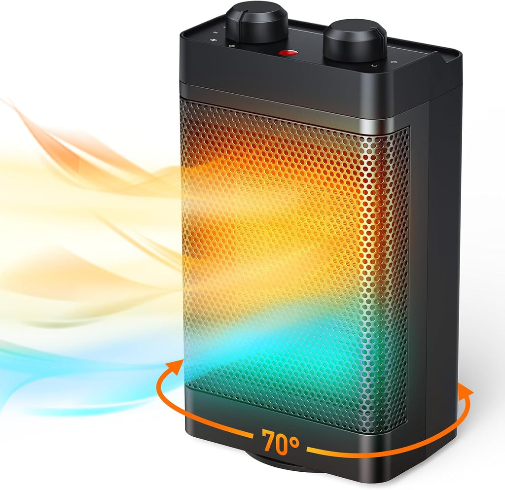 Calefactor De Bajo Consumo, 1500 W, 3 Modos De Calentamiento, Calentador Eléctrico De Cerámica, Oscilación De 70°, Protección Contra Sobrecalentamiento Y Antivuelco, Calefactor Silencioso Para Usar En