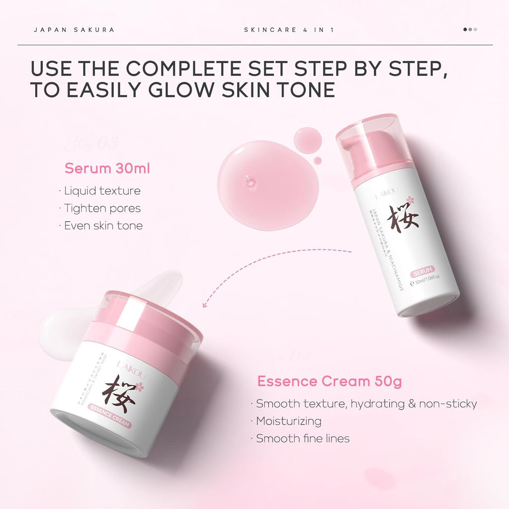 LAIKOU Sakura Skincare Kit 4 Piezas Set Regalo
