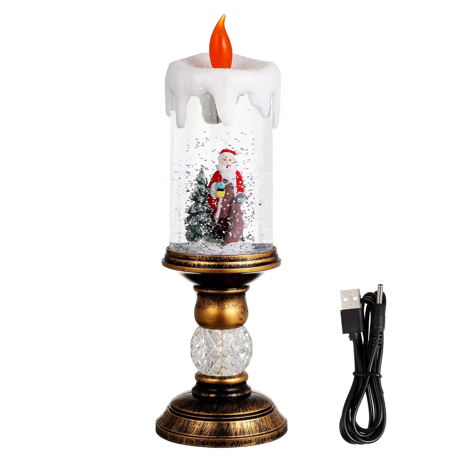 1Pc lámpara de vela LED de Navidad, vela de carga USB, luz nocturna LED