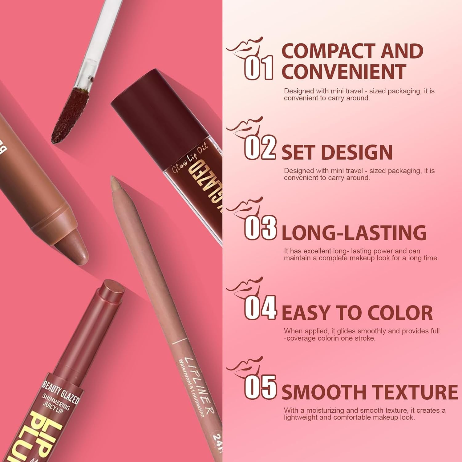 Set De 6 Delineadores De Labios Mate, Pintalabios Líquidos Y Tintes Labiales Peel Off, Set De Brillos Labiales Impermeables, Duraderos Y Que No Se Desvanecen, Tintes Labiales Hidratantes