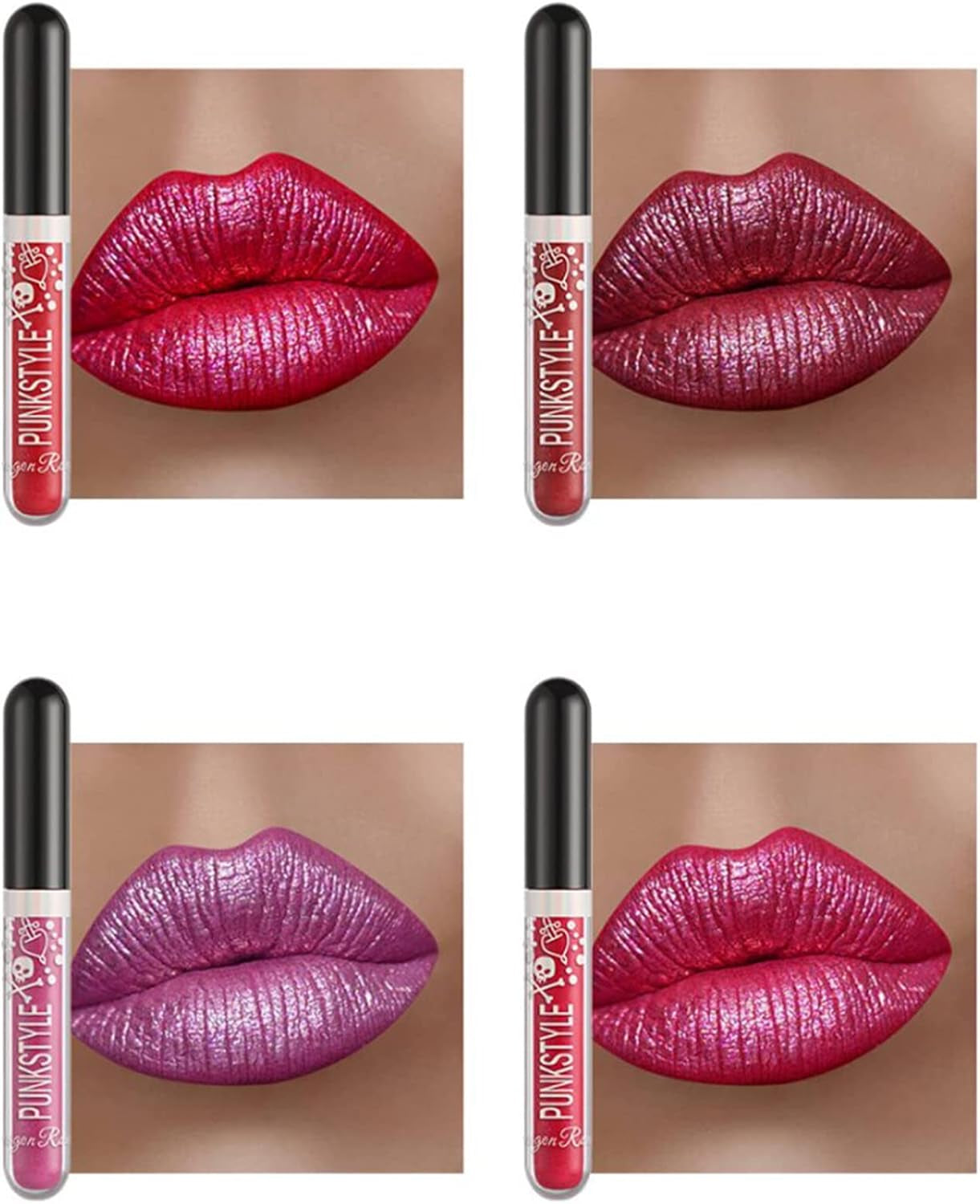 Lápiz Labial De Larga Duración Con Brillo De Diamante De 12 Colores, Lápiz Labial Líquido Metálico,Duradero E Impermeable, Antiadherente