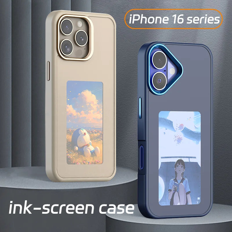 Funda de teléfono con función NFC de nueva tecnología para iPhone 16 Pro Max Case DIY Pantalla de tinta electrónica Fundas