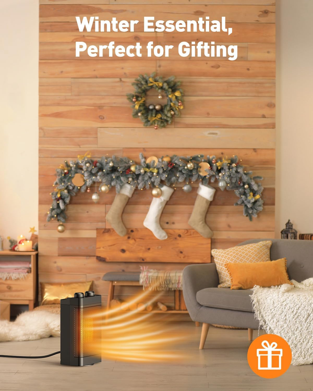 Calefactor De Bajo Consumo, 1500 W, 3 Modos De Calentamiento, Calentador Eléctrico De Cerámica, Oscilación De 70°, Protección Contra Sobrecalentamiento Y Antivuelco, Calefactor Silencioso Para Usar En