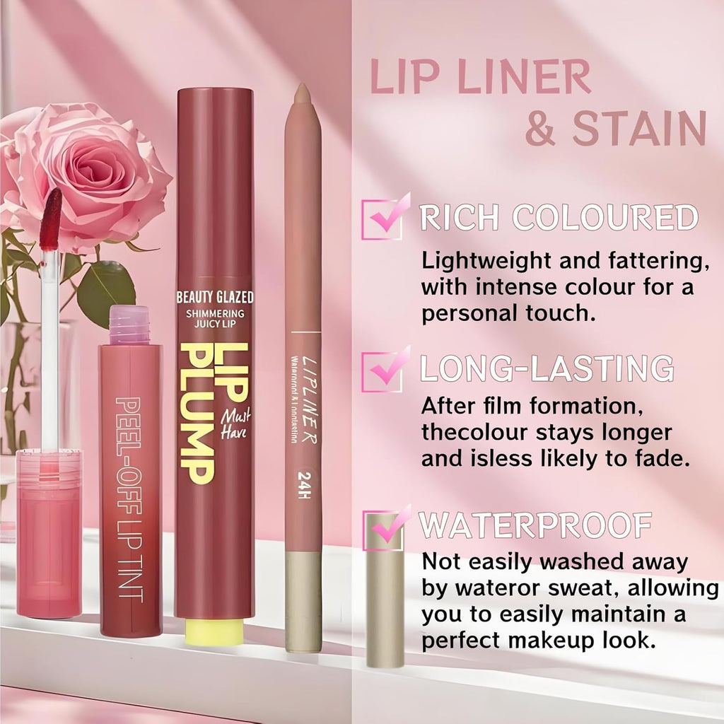 Set De 6 Delineadores De Labios Mate, Pintalabios Líquidos Y Tintes Labiales Peel Off, Set De Brillos Labiales Impermeables, Duraderos Y Que No Se Desvanecen, Tintes Labiales Hidratantes