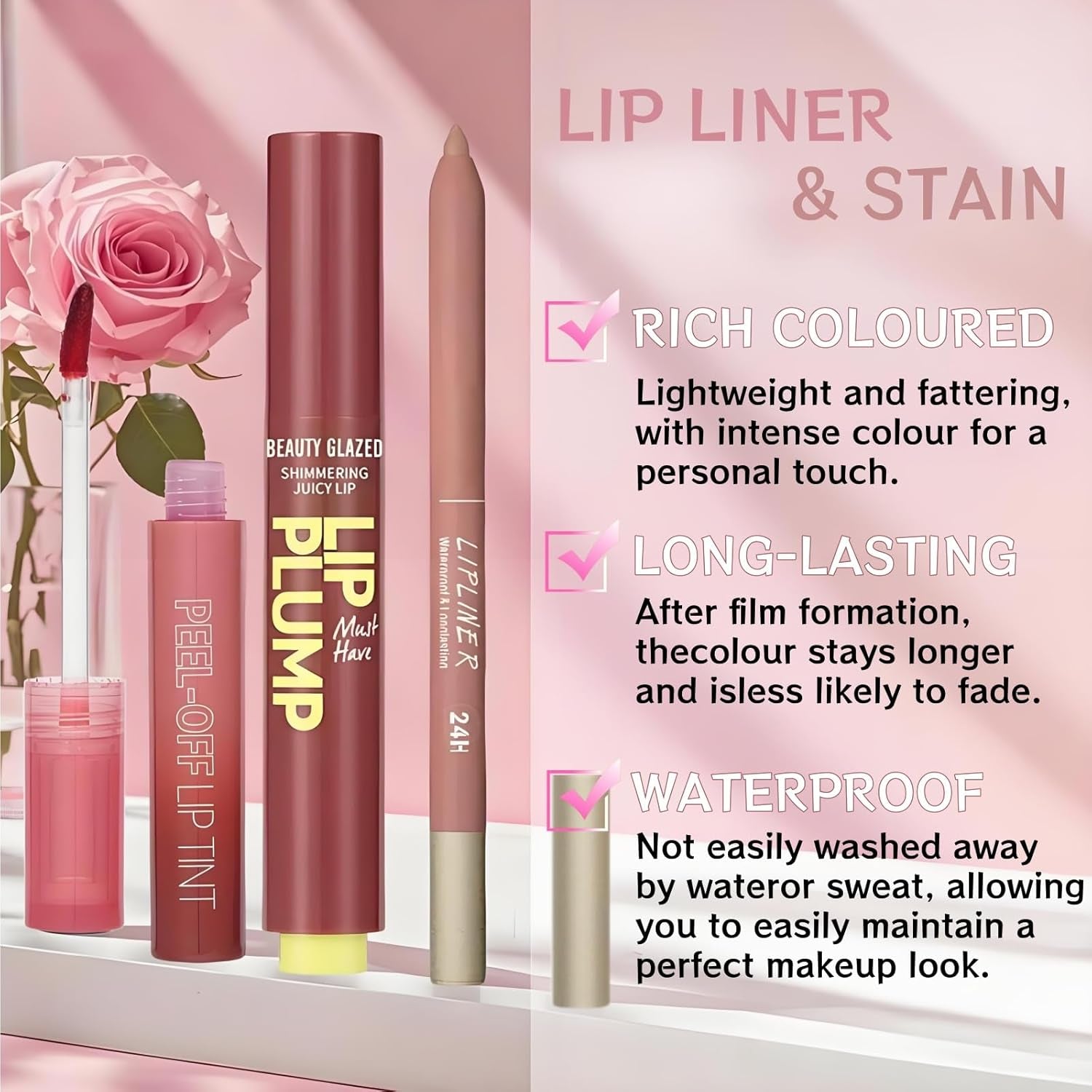 Set De 6 Delineadores De Labios Mate, Pintalabios Líquidos Y Tintes Labiales Peel Off, Set De Brillos Labiales Impermeables, Duraderos Y Que No Se Desvanecen, Tintes Labiales Hidratantes