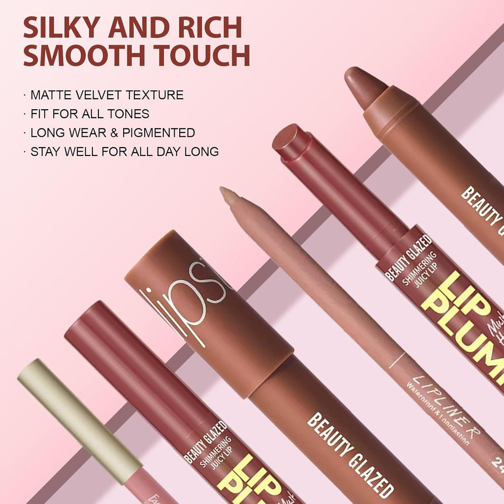 Set De 6 Delineadores De Labios Mate, Pintalabios Líquidos Y Tintes Labiales Peel Off, Set De Brillos Labiales Impermeables, Duraderos Y Que No Se Desvanecen, Tintes Labiales Hidratantes