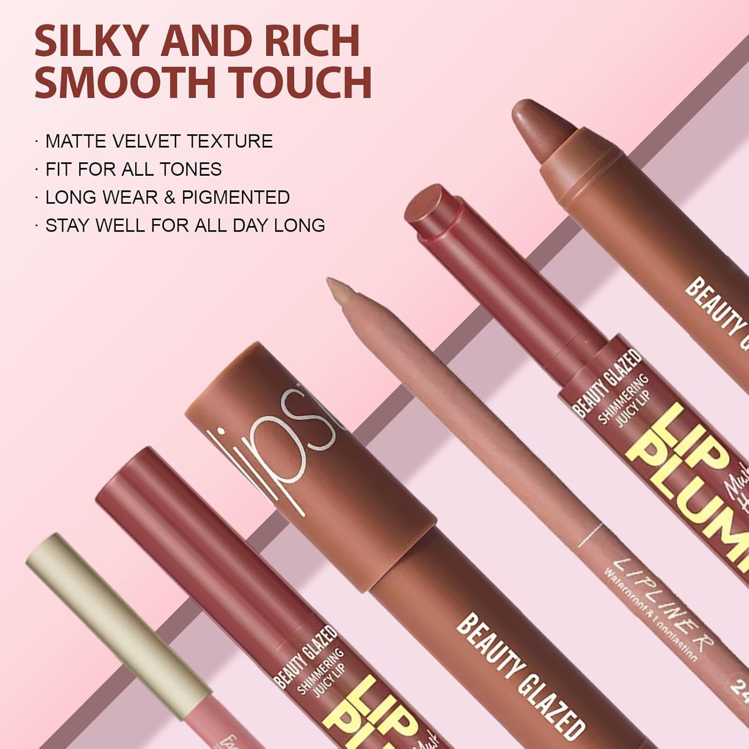 Set De 6 Delineadores De Labios Mate, Pintalabios Líquidos Y Tintes Labiales Peel Off, Set De Brillos Labiales Impermeables, Duraderos Y Que No Se Desvanecen, Tintes Labiales Hidratantes