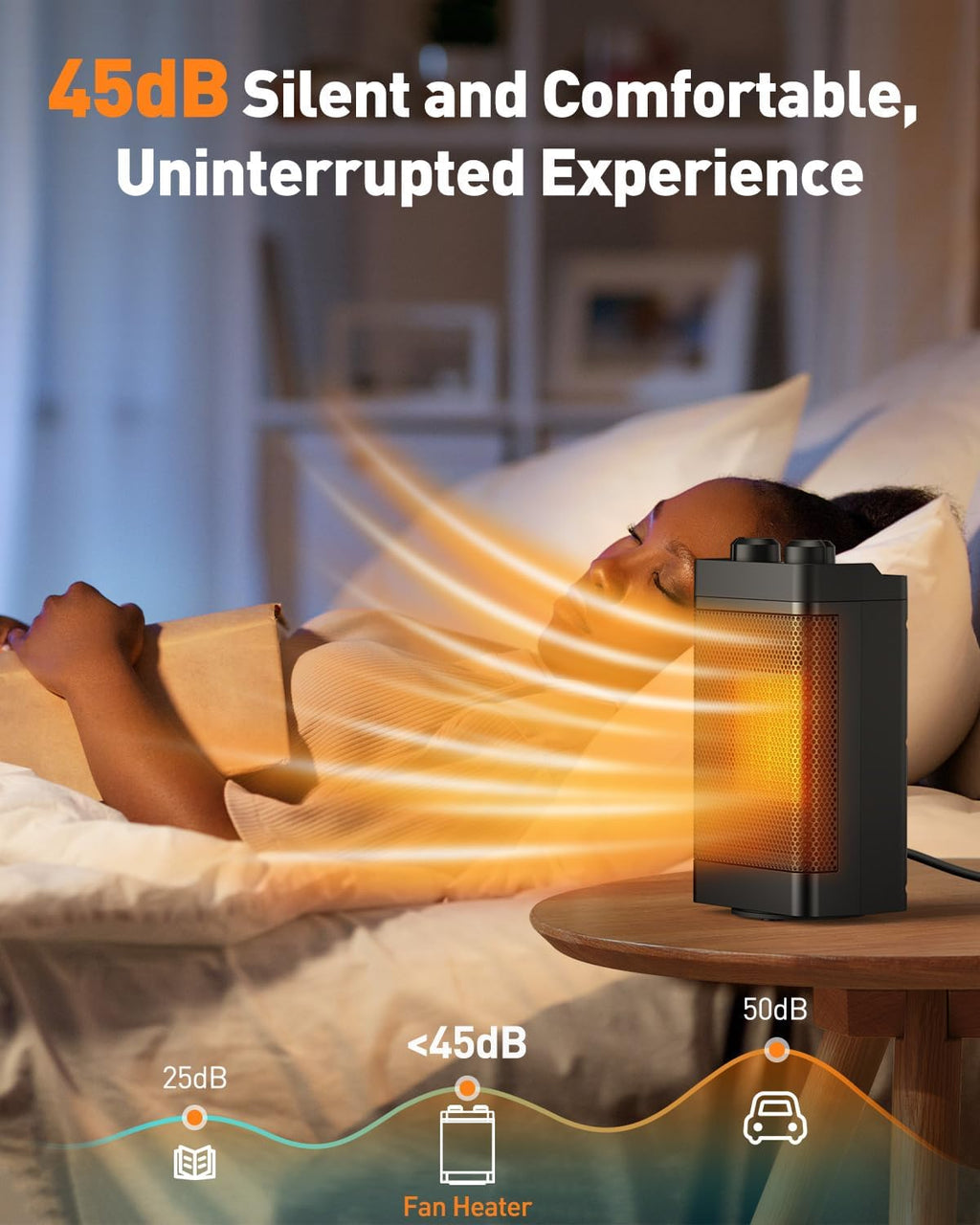 Calefactor De Bajo Consumo, 1500 W, 3 Modos De Calentamiento, Calentador Eléctrico De Cerámica, Oscilación De 70°, Protección Contra Sobrecalentamiento Y Antivuelco, Calefactor Silencioso Para Usar En