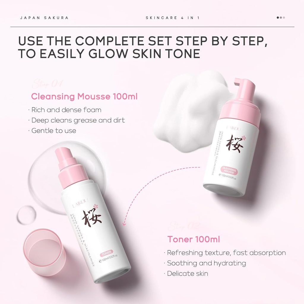 LAIKOU Sakura Skincare Kit 4 Piezas Set Regalo