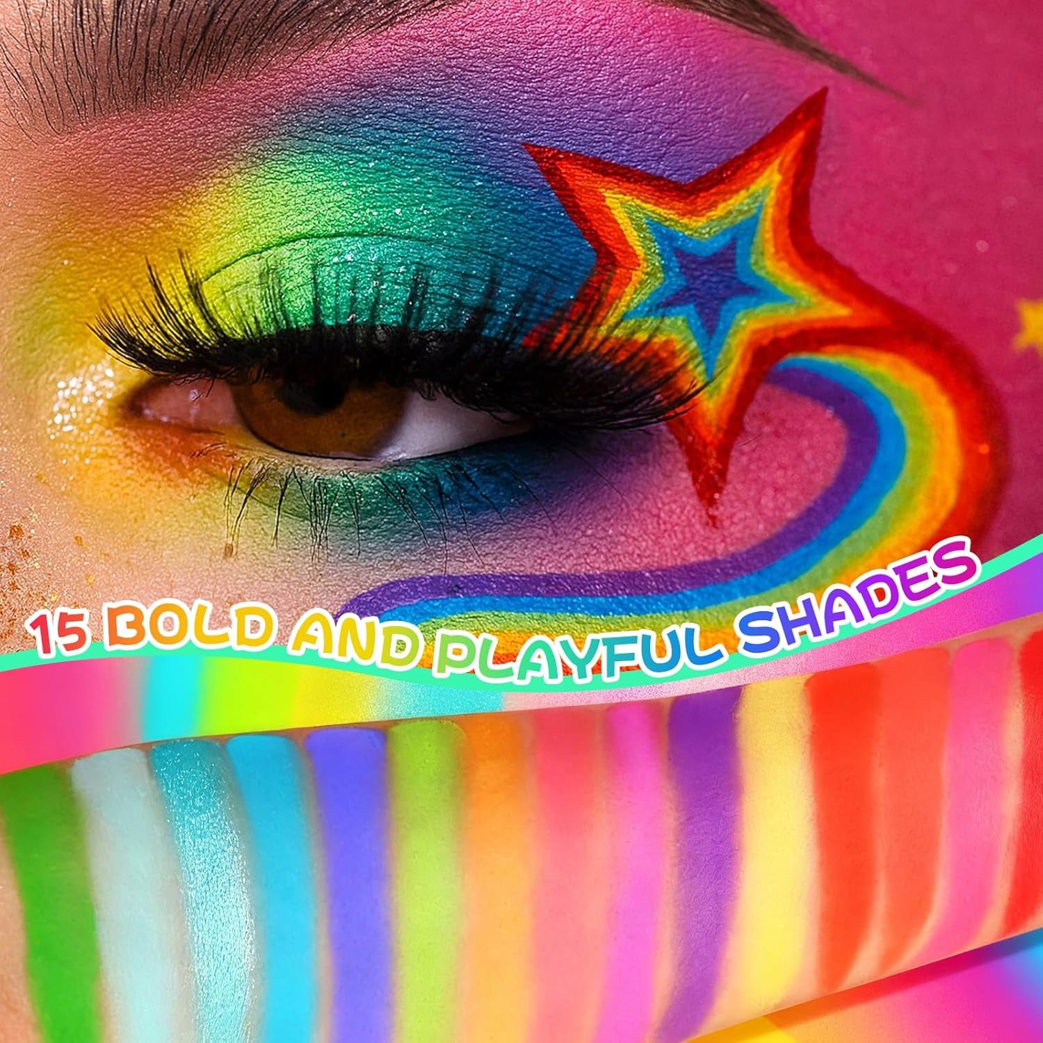 Paletas De Sombras De Ojos 15 Coloridas - Profesionales Paletas De Maquillaje Larga Duración - Sombra De Ojos Brillantes Y Mate Personalidad Audaz Brillante(Fruit Punch)