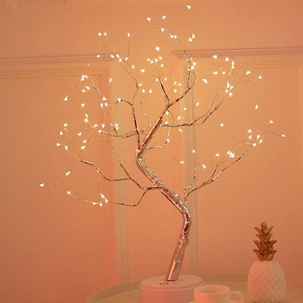 Árbol Bonsái Lámpara De Mesa, Ajustable Ramas Luces Bricolaje Alambre De Cobre 36/108 Leds Diseño Árbol Luz, Carga USB Luz Nocturna Lámpara De Escritorio Para Casa Fiesta Boda Festival Decoración