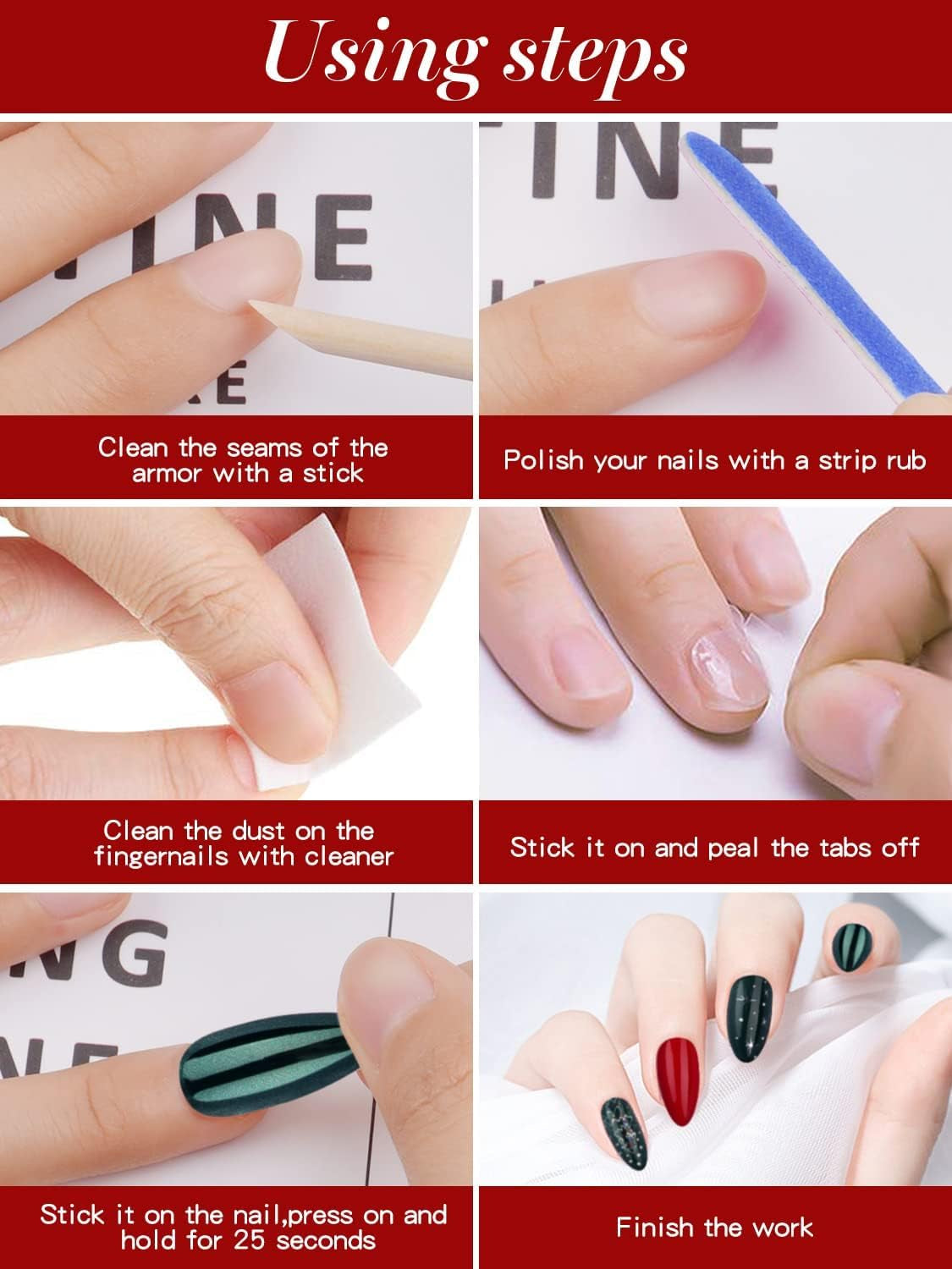 EBANKU 96 Piezas Uñas Postizas De Navidad, Cubierta Completa Para Mujeres Y Niñas