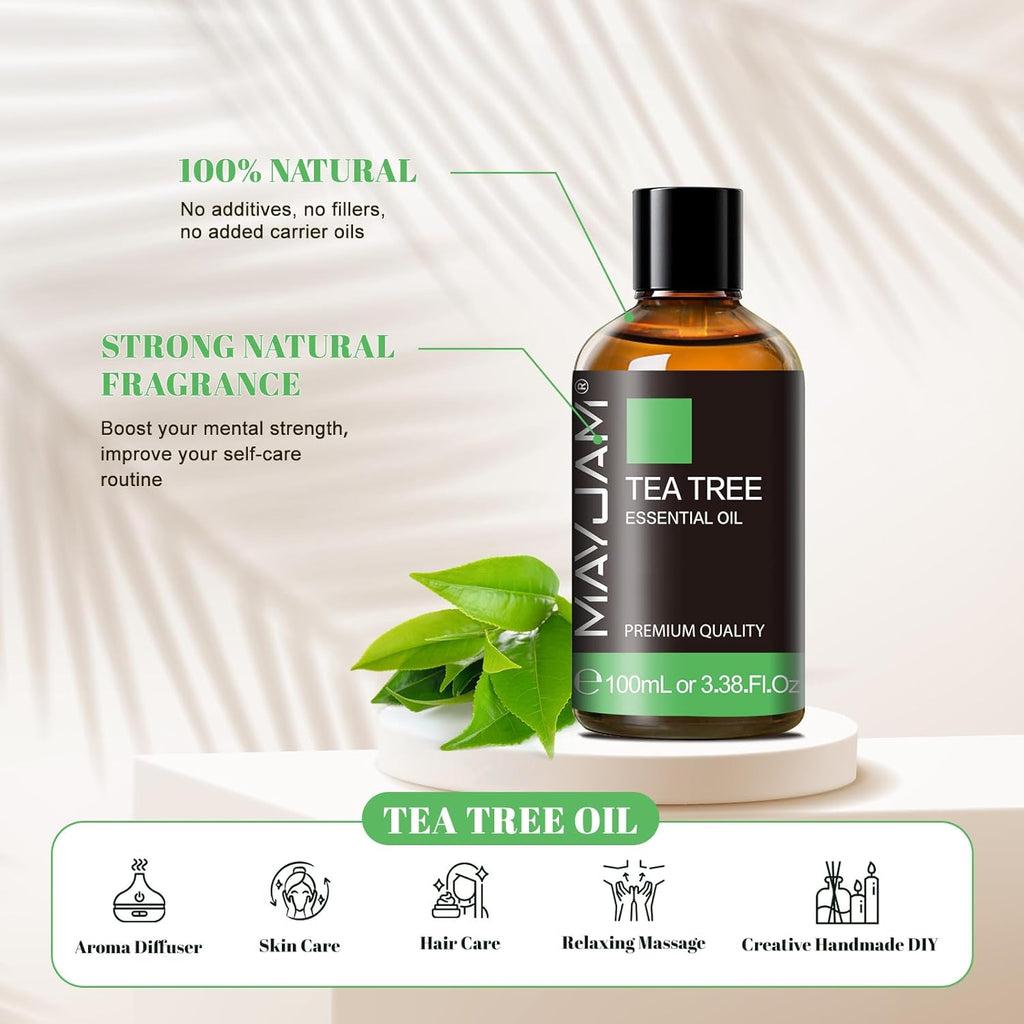 Aceites Esenciales De Árbol Del Té 100ML, 100% Puro, Ideal Para Aromaterapia Aroma Difusor Fragancia Aceite Masaje