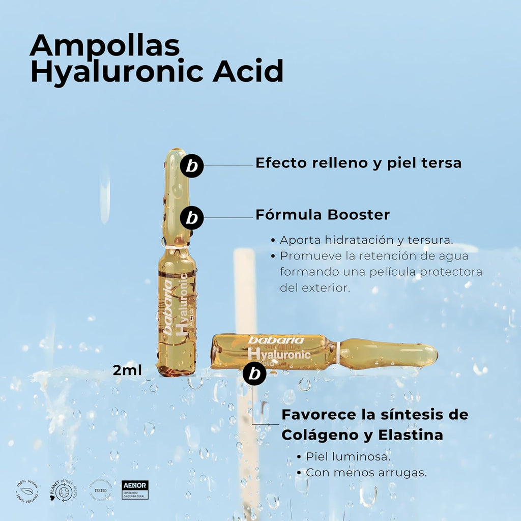 Babaria - Neceser Ritual Hialurónico, Pack Especial, Incluye Crema Facial 50 Ml, Sérum Facial 30 Ml Y Ampolla Facial 2 Ml, Con Ácido Hialurónico, Hidrata La Piel, Mejora El Volumen Y La Elasticidad
